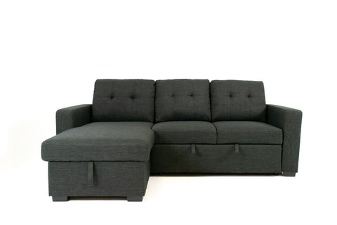 Judas Grey Fabric Pull Out Storage Sofa Bed Sectional Reversible