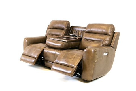 Marcella Genuine Leather Power Recliner Sofa With Drop Down Table FLOOR MODEL