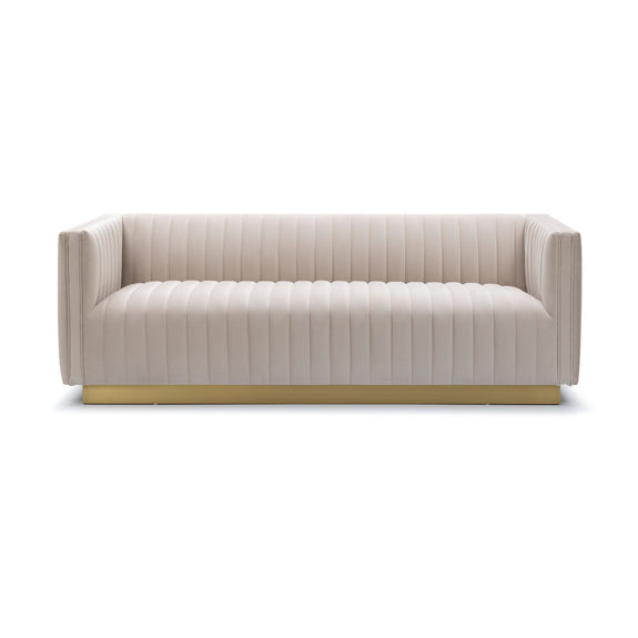 Elba Mid Century Sofa - Velvet Buff Beige
