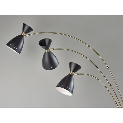 Felix Metal Bell Shade 3 Light Adjustable Arc Floor Lamp