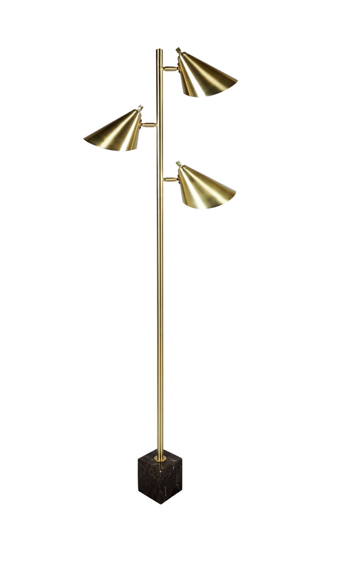 Sophie Triple Head Floor Lamp Anique Brass