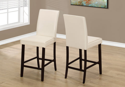 DINING CHAIR - 2PCS / IVORY LEATHER-LOOK COUNTER HEIGHT - I 1903