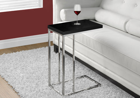 ACCENT TABLE - GLOSSY BLACK WITH CHROME METAL - I 3018
