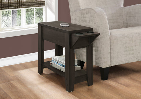 ACCENT TABLE - 23"H / ESPRESSO WITH A GLASS HOLDER - I 3197