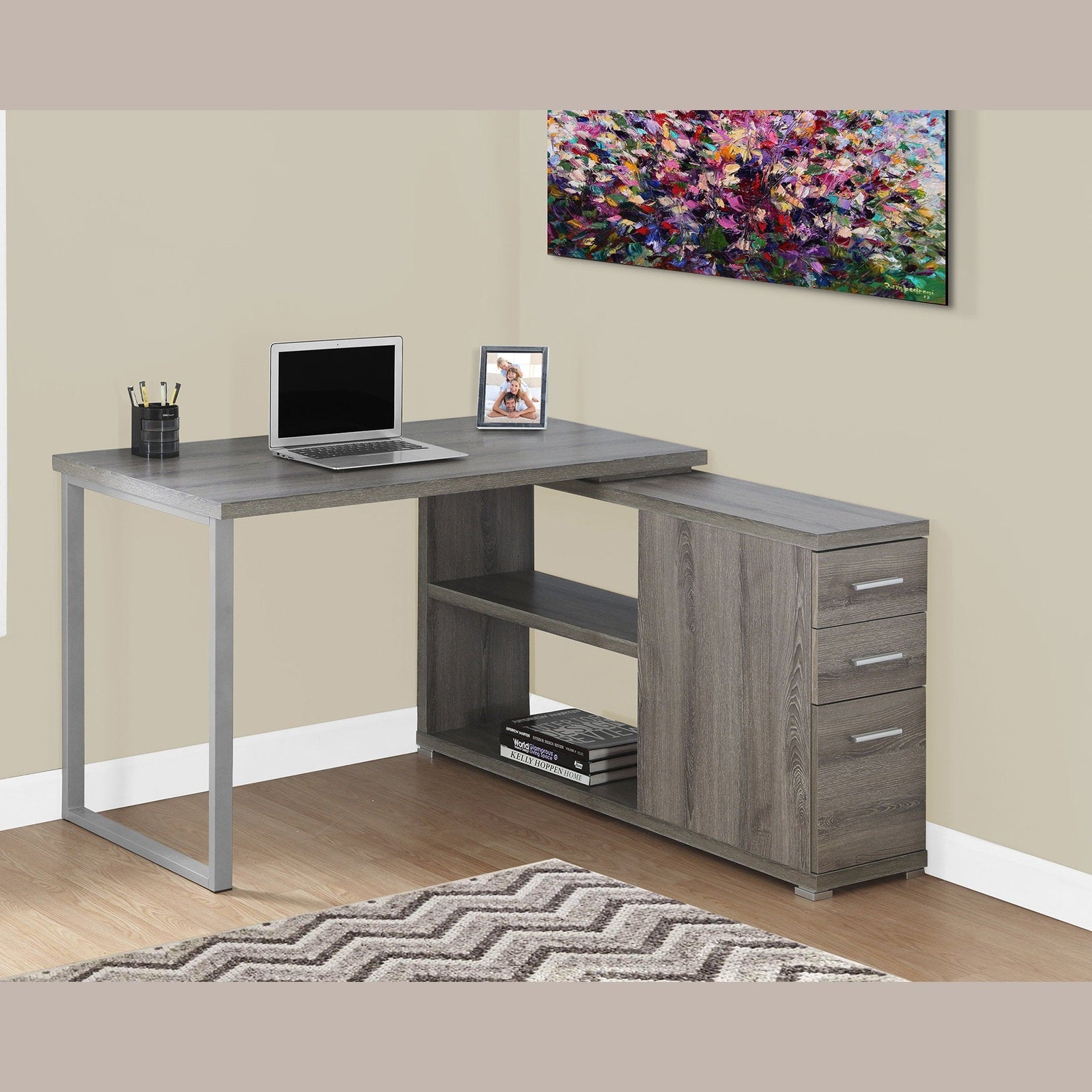 COMPUTER DESK - DARK TAUPE LEFT OR RIGHT FACING CORNER - I 7134