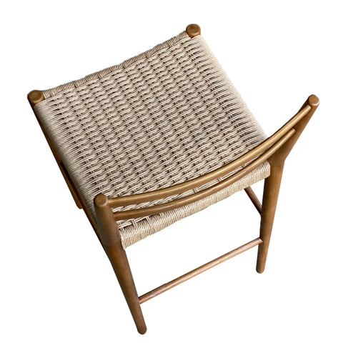 Jakarta Counter Stool with Back - Walnut/Natural Woven Seat