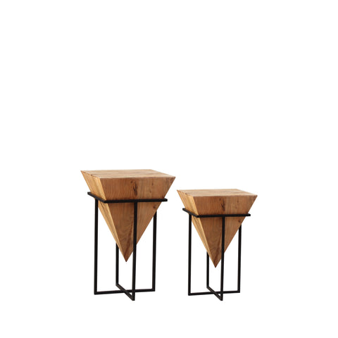 MOHAN INVERTED PYRAMID NATURAL SIDE TABLE