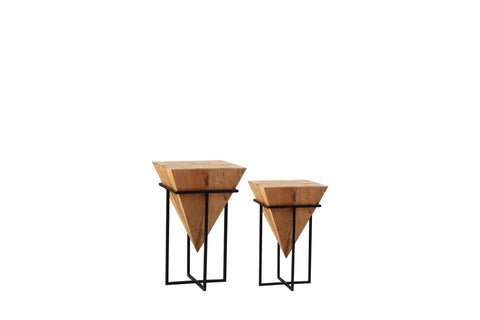 MOHAN INVERTED PYRAMID NATURAL SIDE TABLE