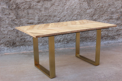 ZIVA Parquet Style Solid Mango Wood Dining Table