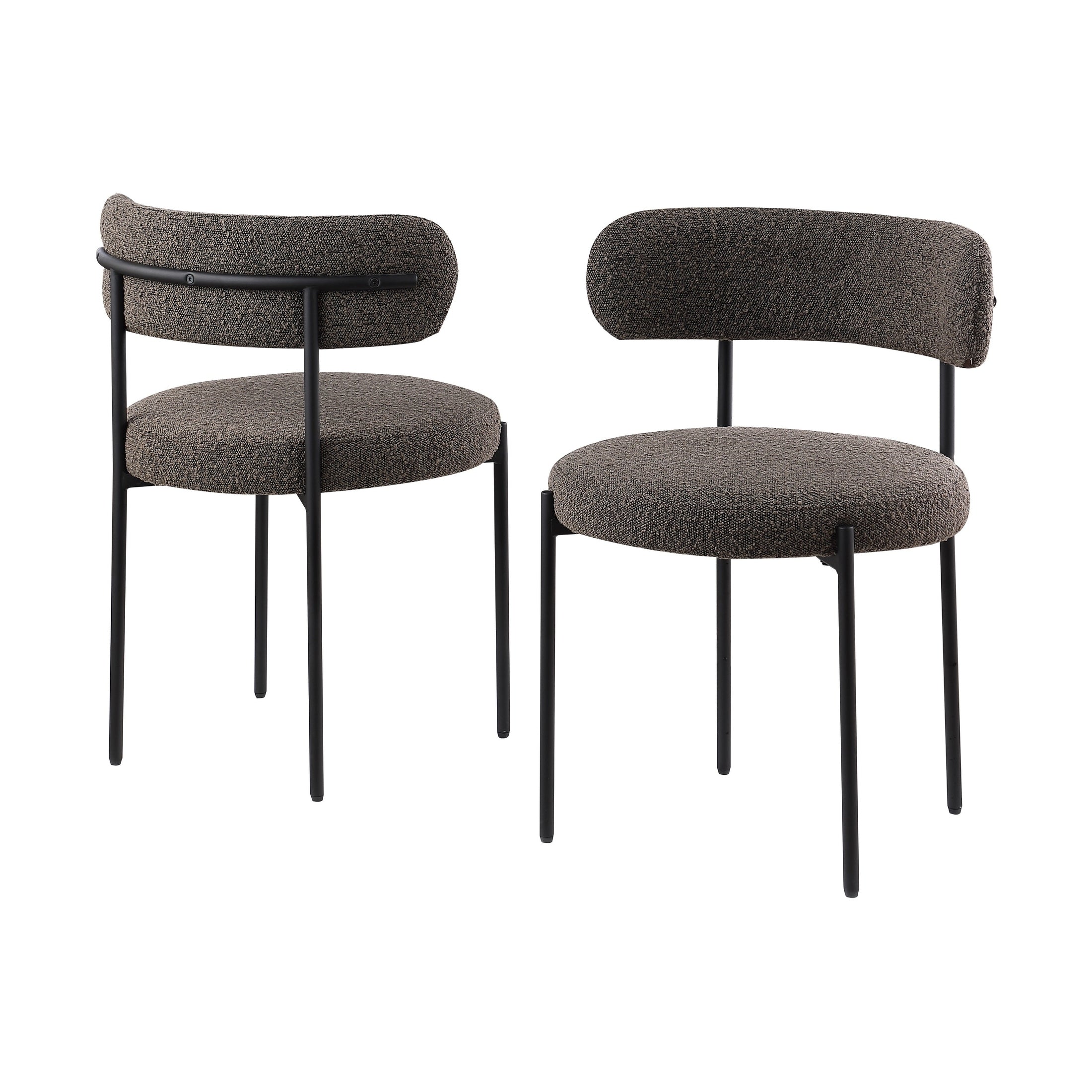 Ronda Dining Chair Boucle Fabric - Dark Brown