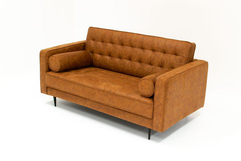 Lucas Mid Century Tufted Fabric  Loveseat - SF203 BROWN