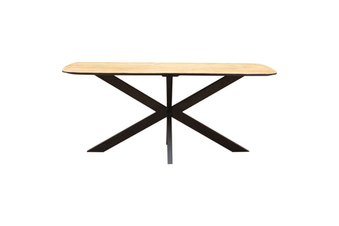 Florian IRON AND SOLID WOOD CROSS LEGS DINING TABLE
