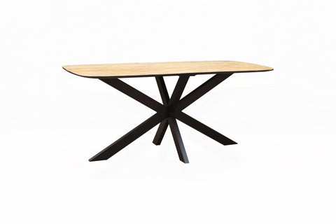 Florian IRON AND SOLID WOOD CROSS LEGS DINING TABLE