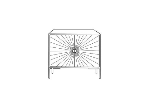 FITNIA SOLID WOOD WITH SUNBURST PATTERN 2 DOOR SIDEBOARD