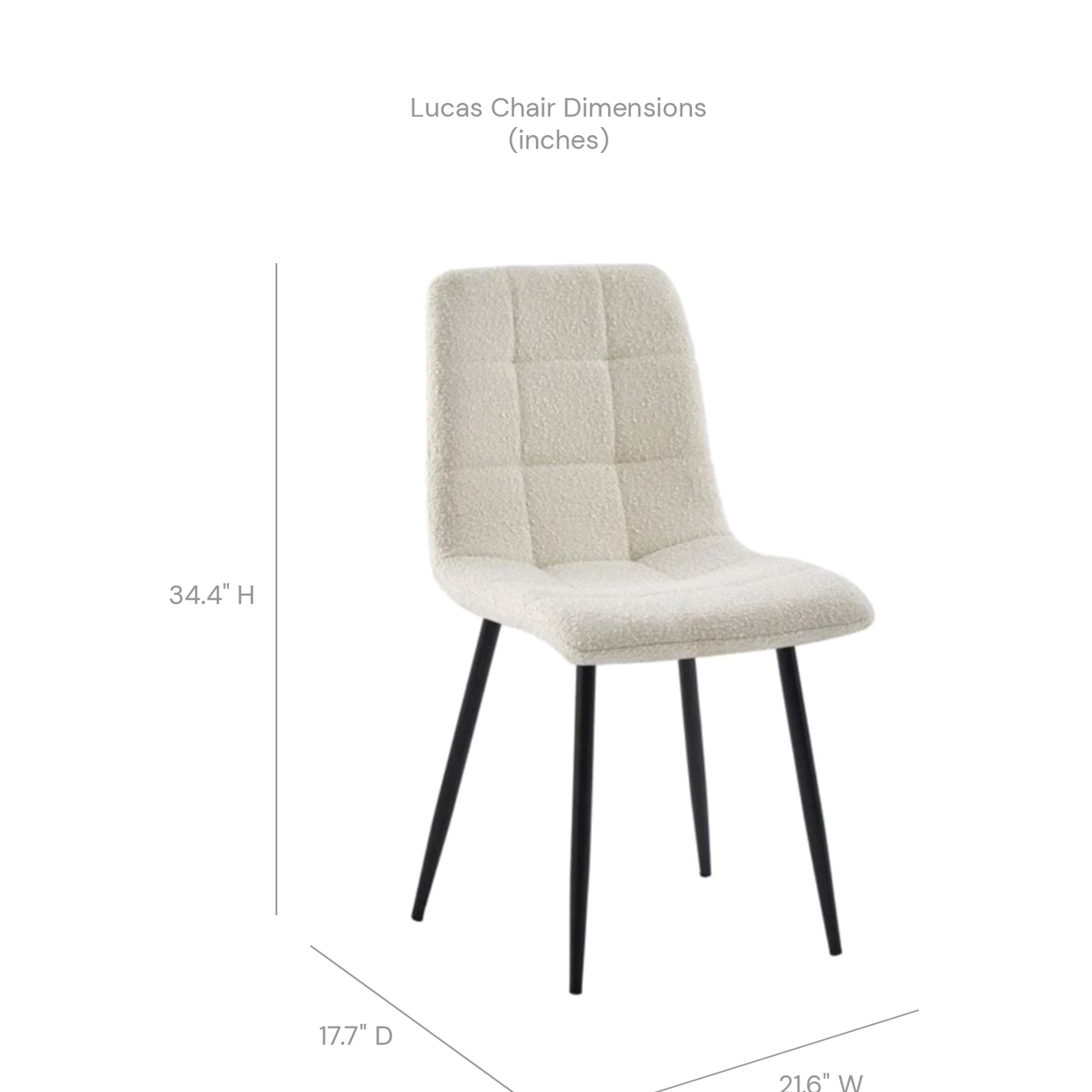 Lucas Fabric Dining Chair - Pearl Boucle