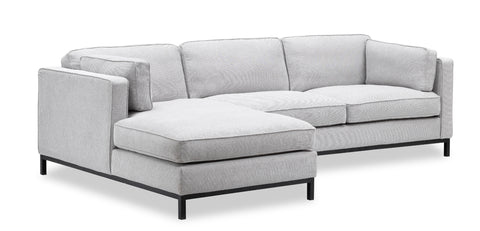 Fritzie Fabric Sectional Sofa Black Metal Legs Left Chaise - Grey
