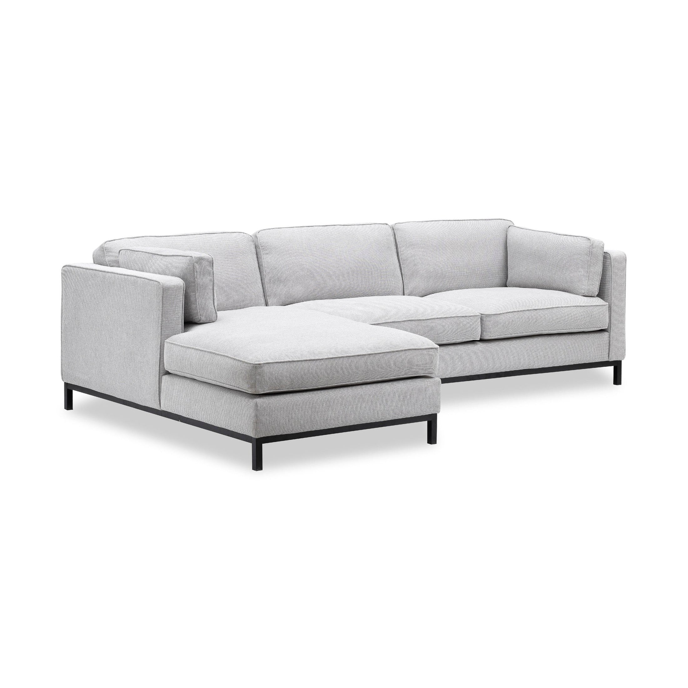 Fritzie Fabric Sectional Sofa Black Metal Legs Left Chaise - Grey