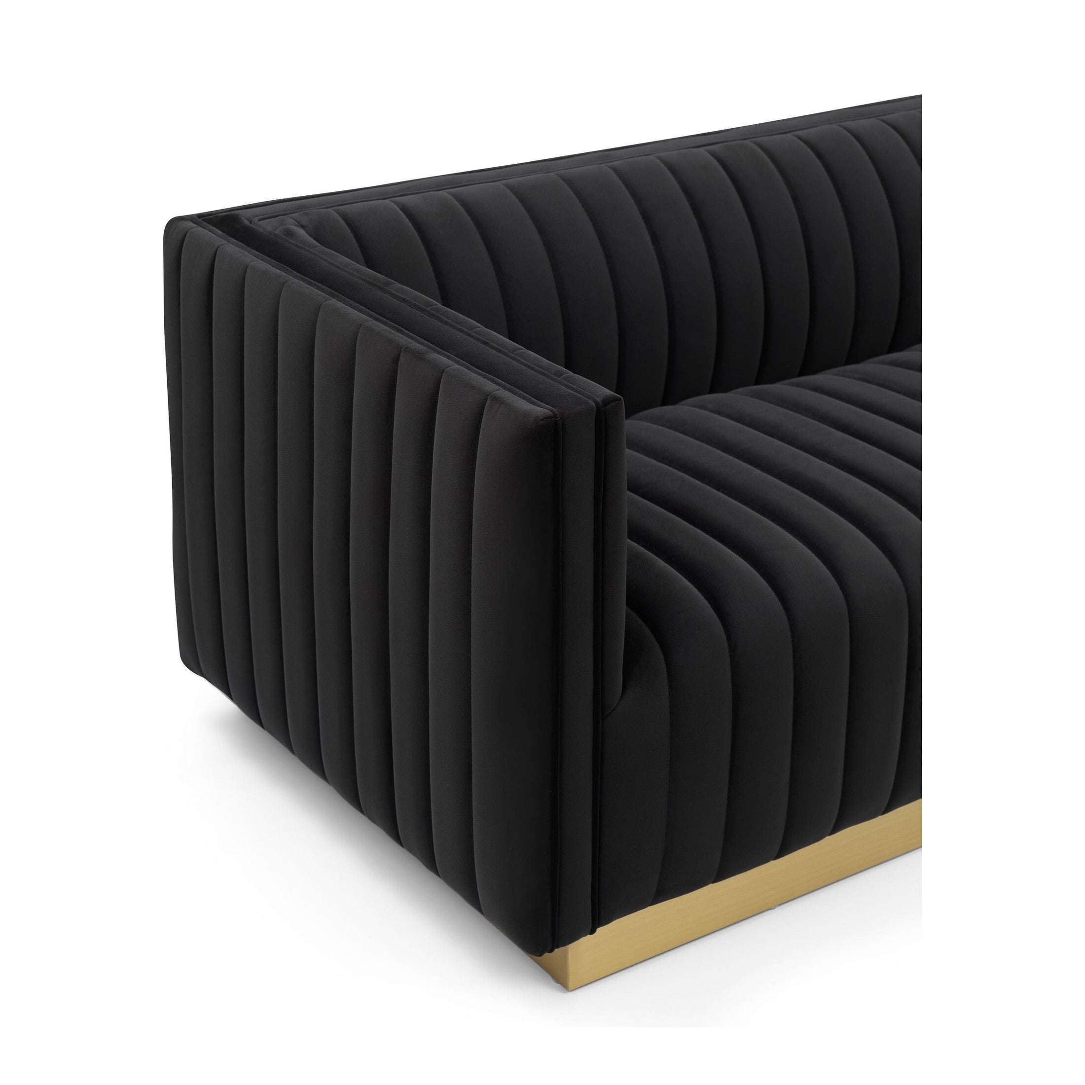 Elba Mid Century Loveseat - Velvet Black
