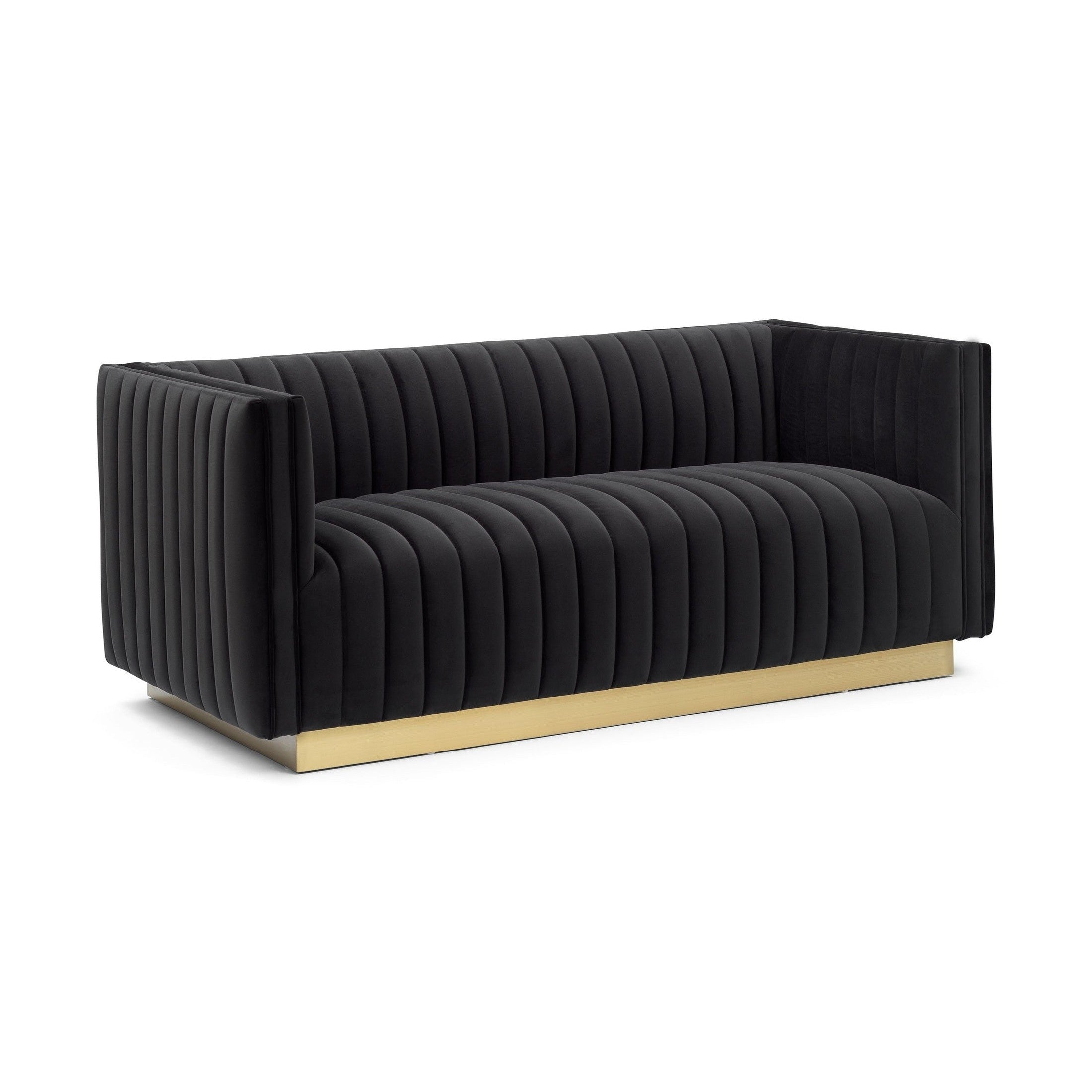 Elba Mid Century Loveseat - Velvet Black