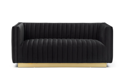 Elba Mid Century Loveseat - Velvet Black