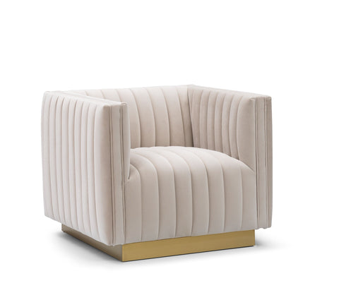 Elba Mid Century Chair - Velvet Buff Beige