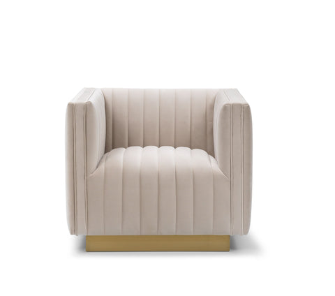 Elba Mid Century Chair - Velvet Buff Beige