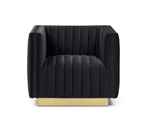 Elba Mid Century Chair - Velvet Black