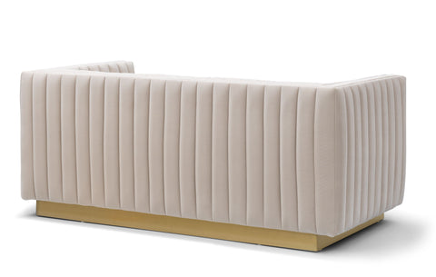Elba Mid Century Sofa - Velvet Buff Beige