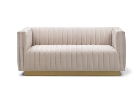 Elba Mid Century Loveseat - Velvet Buff Beige