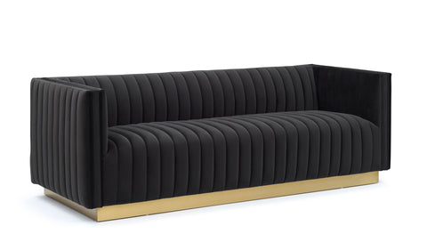 Elba Mid Century Sofa - Velvet Black