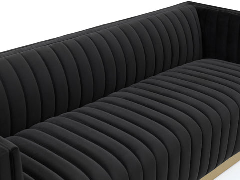 Elba Mid Century Sofa - Velvet Black