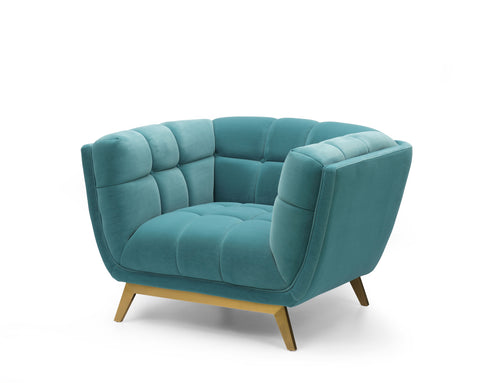 Yaletown Mid Century Tufted Velvet Accent Chair Gold Legs - Teal #19