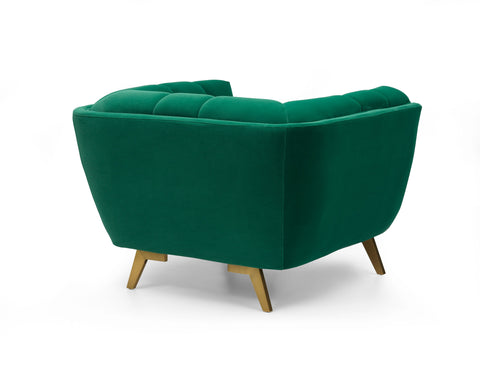 Yaletown Mid Century Tufted Velvet Accent Chair Gold Legs - Emerald #23