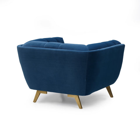 Yaletown Mid Century Tufted Velvet Accent Chair Gold Legs - Velvet Blue #29