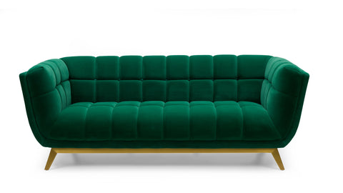 Yaletown Mid Century Tufted Velvet Sofa - Emerald #23