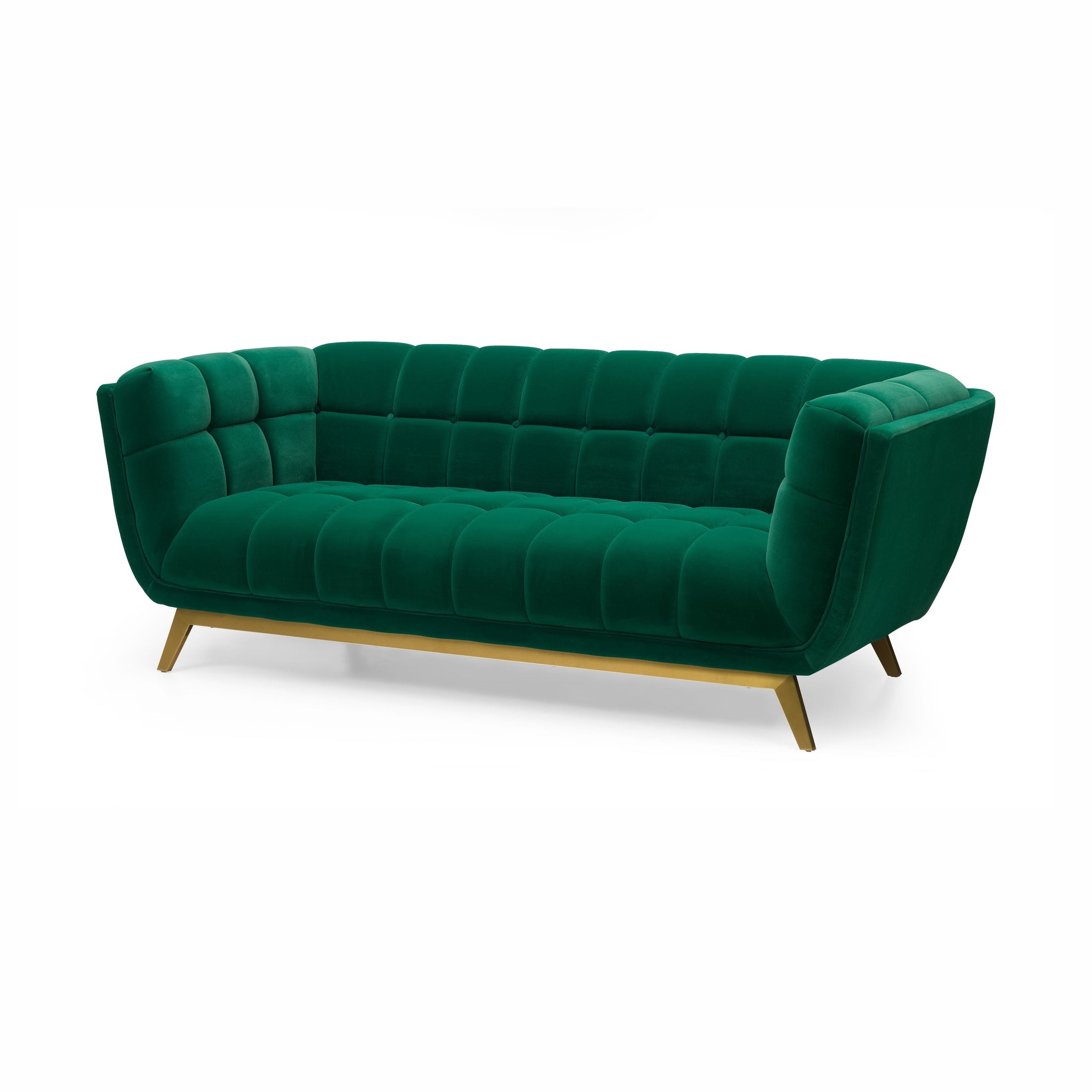 Yaletown Mid Century Tufted Velvet Sofa - Emerald #23