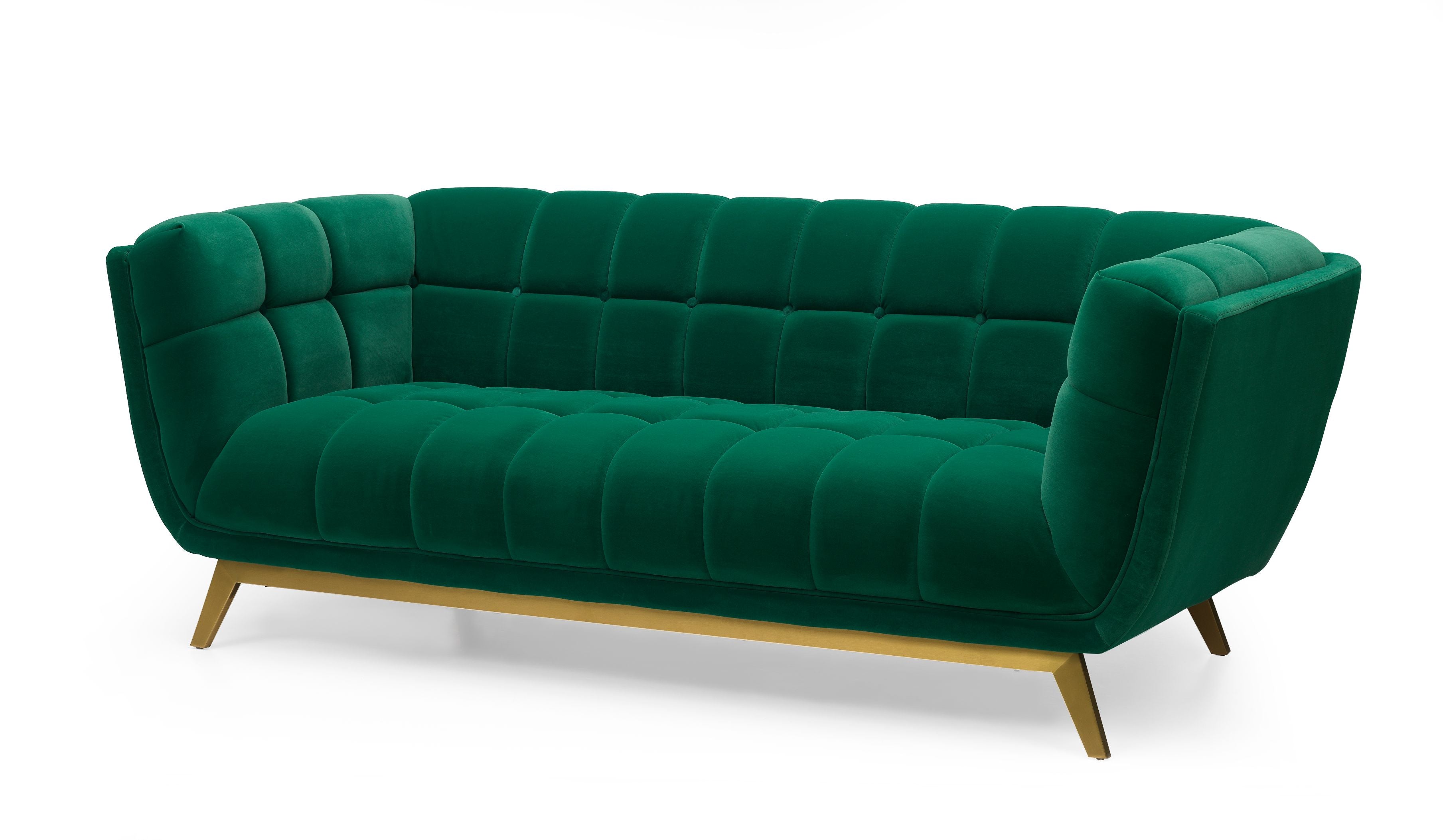 Yaletown Mid Century Tufted Velvet Sofa - Emerald #23