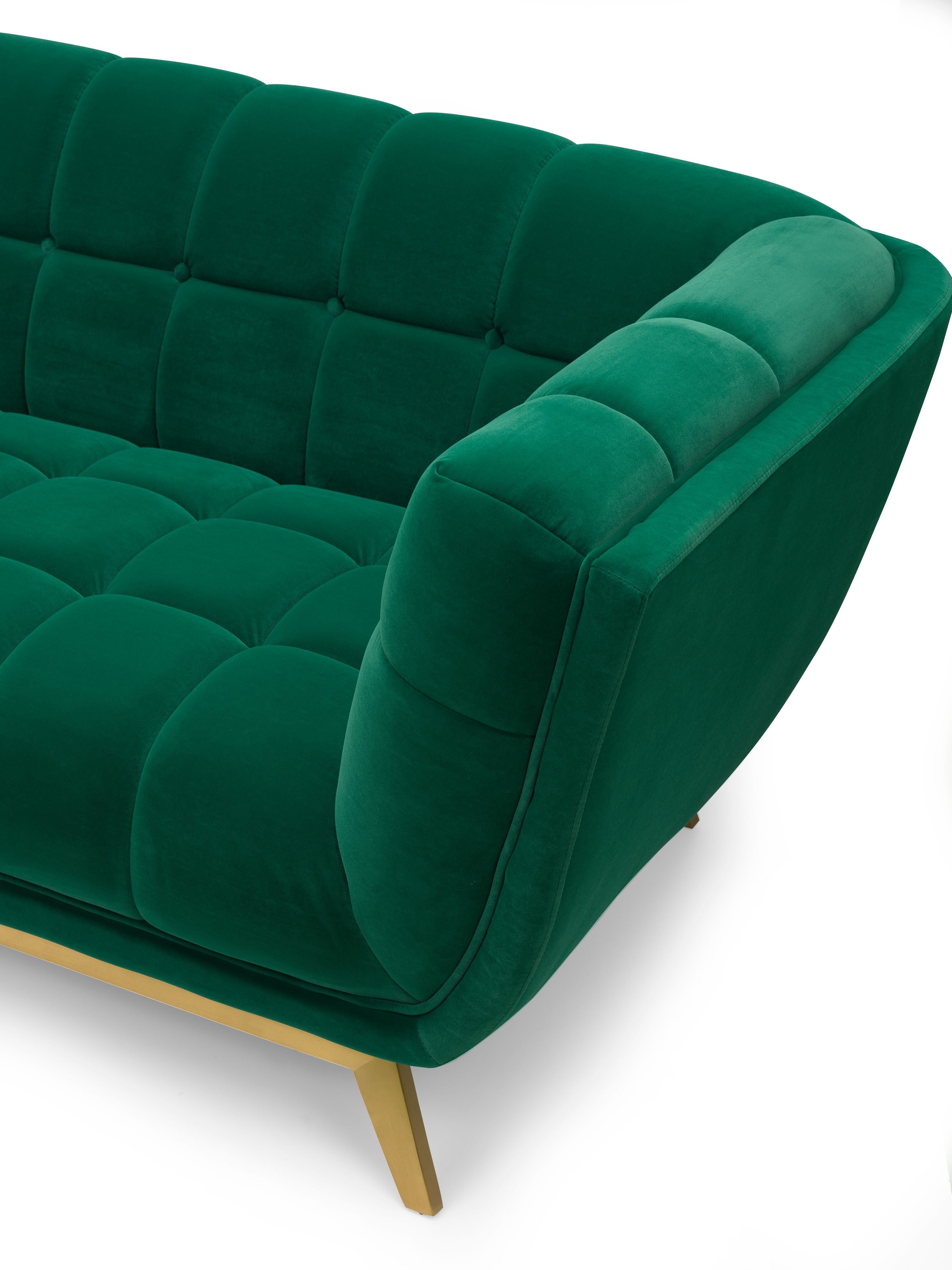 Yaletown Mid Century Tufted Velvet Sofa - Emerald #23