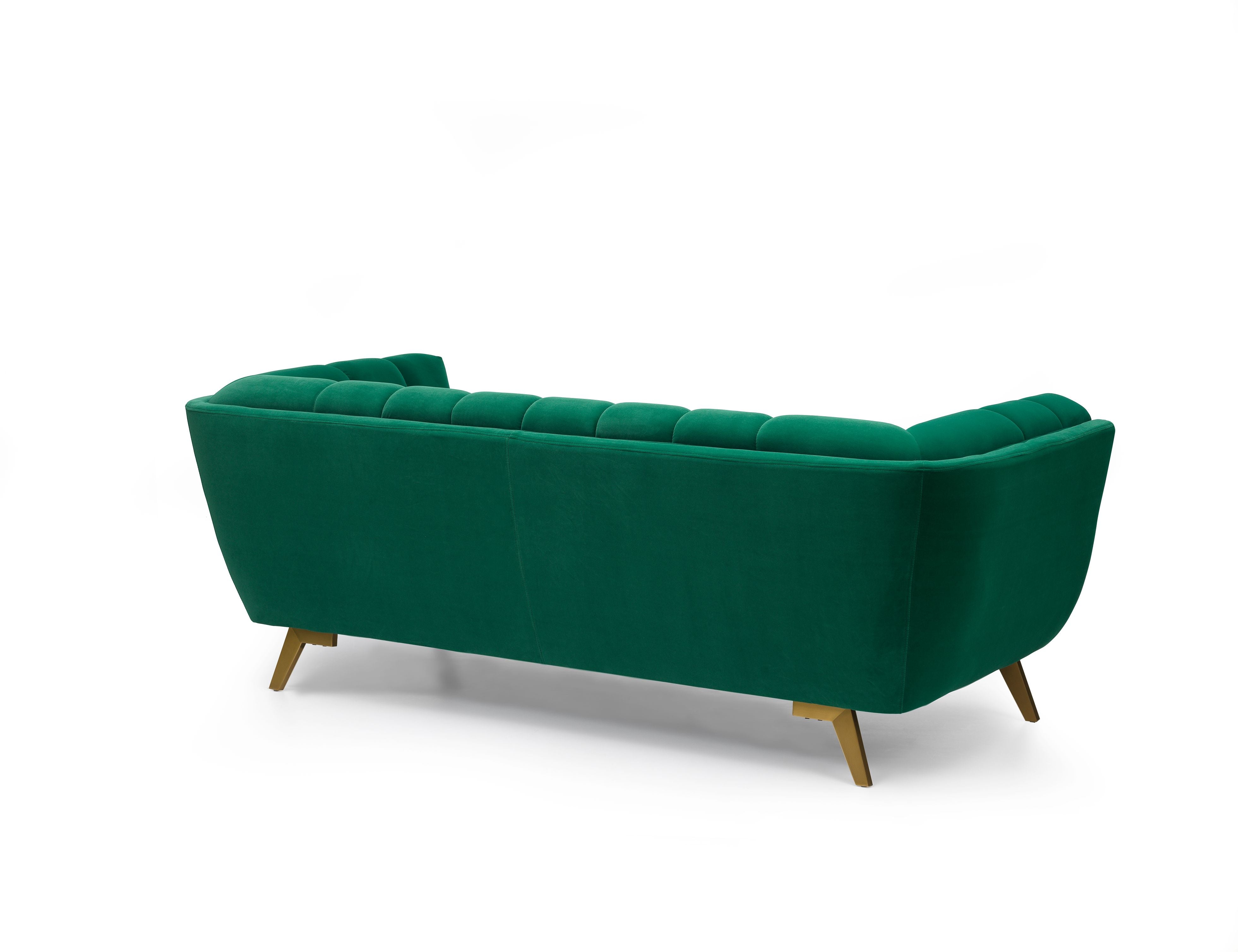 Yaletown Mid Century Tufted Velvet Sofa - Emerald #23
