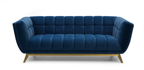 Yaletown Mid Century Tufted Velvet Sofa - Velvet Blue #29