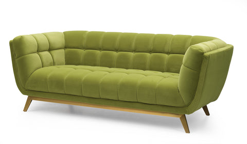 Yaletown Mid Century Tufted Velvet Sofa - Moss Green #14