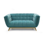 Yaletown Mid Century Tufted Velvet Loveseat - Velvet Teal #19