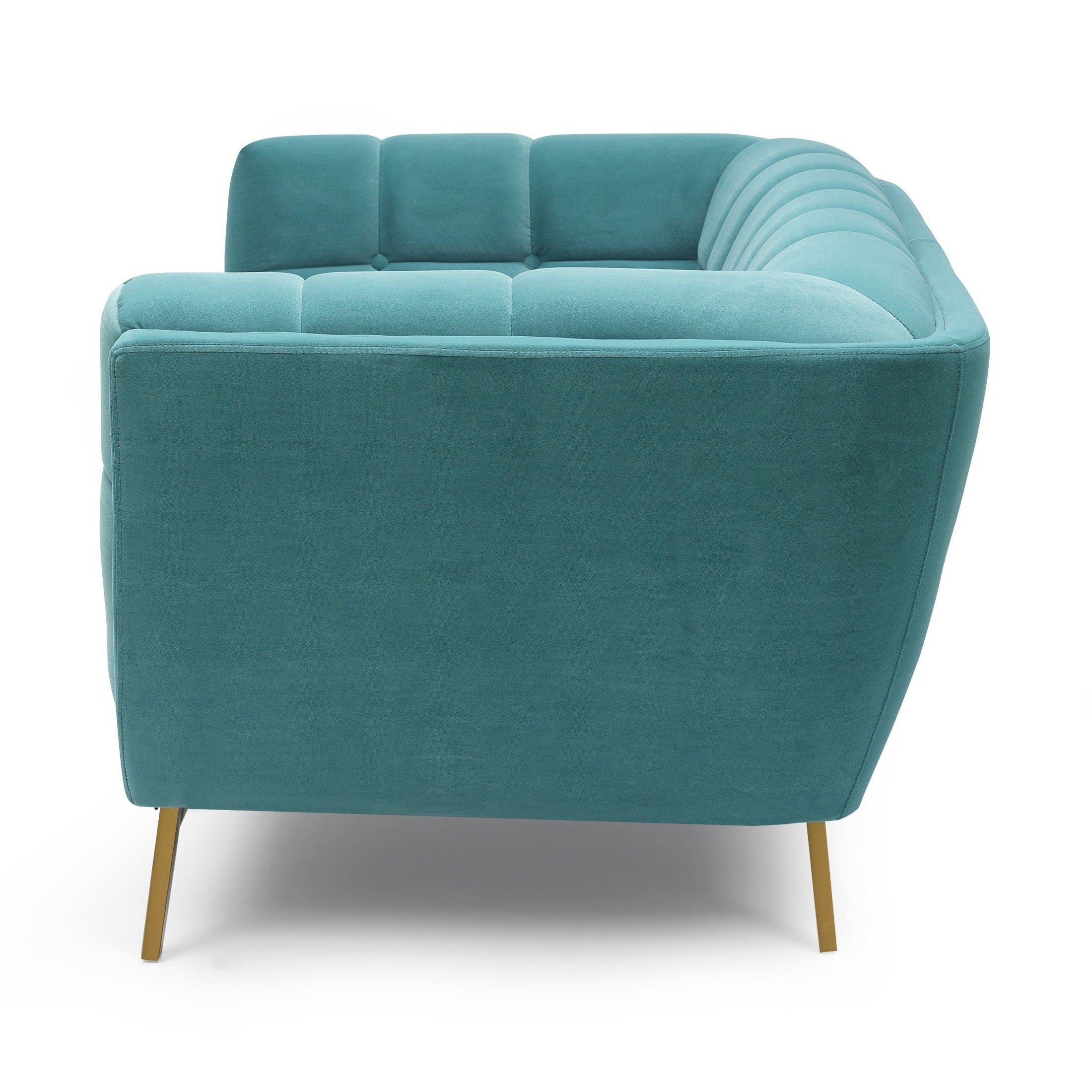 Yaletown Mid Century Tufted Velvet Loveseat - Velvet Teal #19