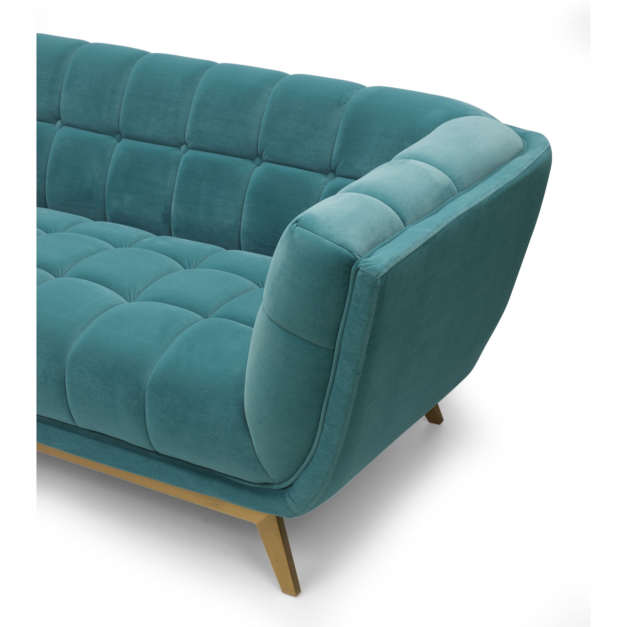 Yaletown Mid Century Tufted Velvet Loveseat - Velvet Teal #19