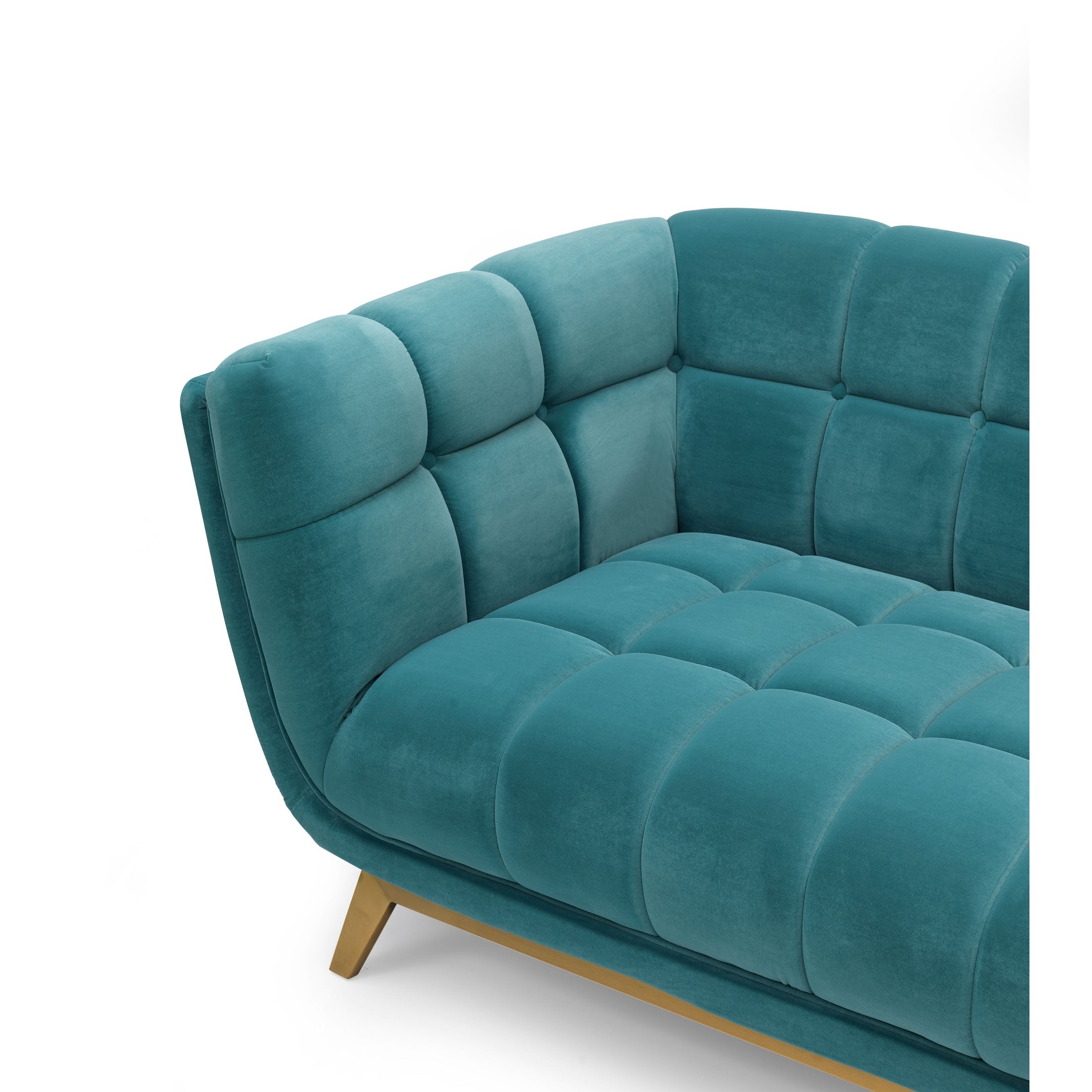 Yaletown Mid Century Tufted Velvet Loveseat - Velvet Teal #19
