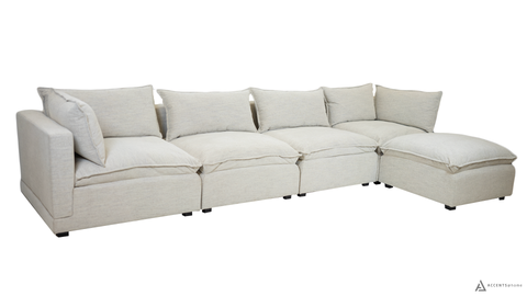 Marliss 5 pc Modular Sectional Set with Ottoman in Oatmeal by Accents At Home