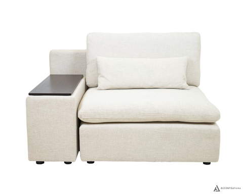Morgan Modular Sectional Reversible Arm Chair with Console - Knit Beige