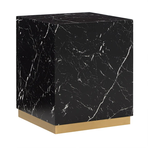 ROMAN FAUX MARBLE END TABLE - BLACK
