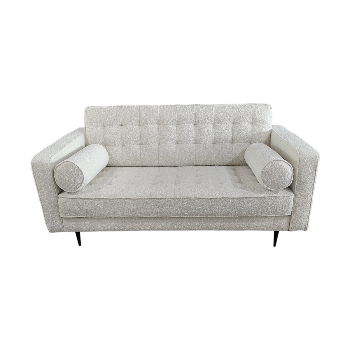 Lucas Mid Century Fabric Loveseat - Boucle White
