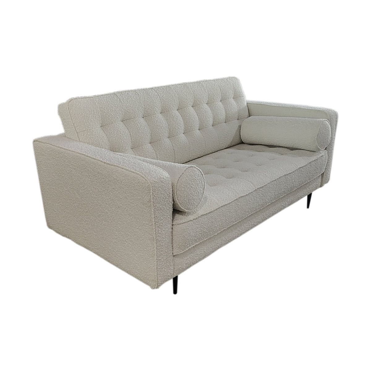 Lucas Mid Century Fabric Loveseat - Boucle White